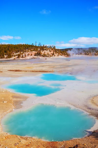 Fondo Natural Inspirador Campos Piscinas Géiseres Parque Nacional Yellowstone Estados —  Fotos de Stock