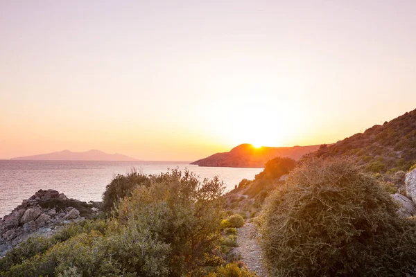 Coucher Soleil Pittoresque Sur Côte Mer Bon Pour Papier Peint — Photo