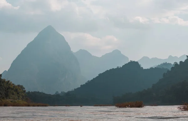Gyönyörű Természeti Tájak Mekong Folyóban Laosz — Stock Fotó