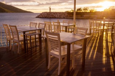 Street cafe on the seafront