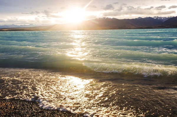 Niesamowite Naturalne Krajobrazy Nowej Zelandii Jezioro Górskie — Zdjęcie stockowe