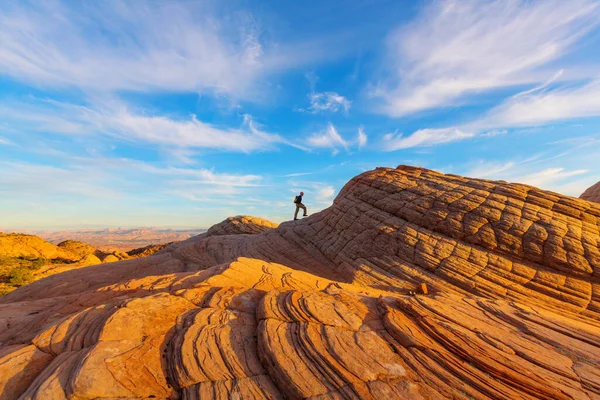 Caminhada Nas Montanhas Utah Caminhadas Paisagens Naturais Incomuns Formas Fantásticas — Fotografia de Stock