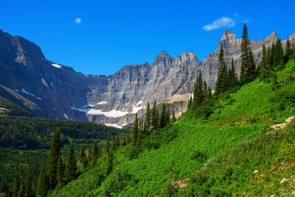 Malownicze Skaliste Szczyty Parku Narodowego Glacier Montana Usa Piękne Krajobrazy — Zdjęcie stockowe