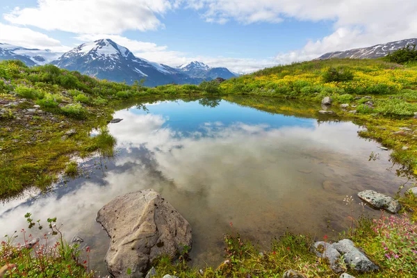 Escena Serena Junto Lago Montaña Canadá Atardecer — Foto de Stock