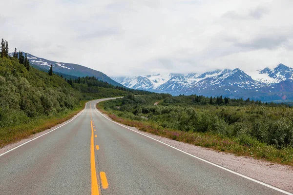 Estrada Panorâmica Alasca Eua Nuvens Visão Dramáticas — Fotografia de Stock