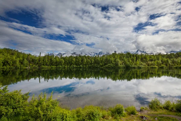 Grüner Sommersee Den Bergen — Stockfoto