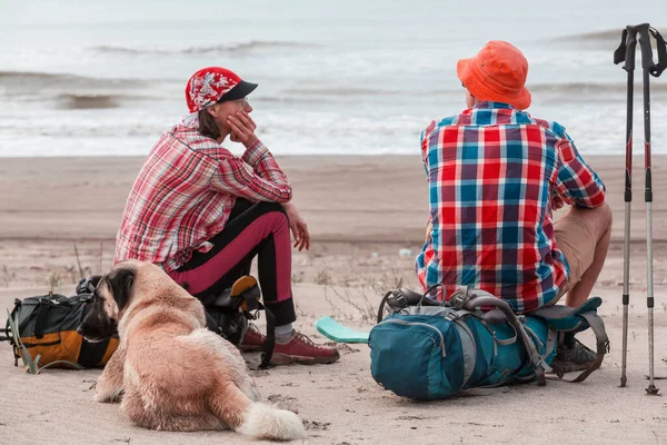 Grupo Mochileiros Caminhadas Montanhas Livre Estilo Vida Ativo Viagem Aventura — Fotografia de Stock