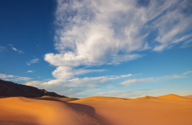 Çölde manzaralı kum tepeleri. Doğal arkaplan.