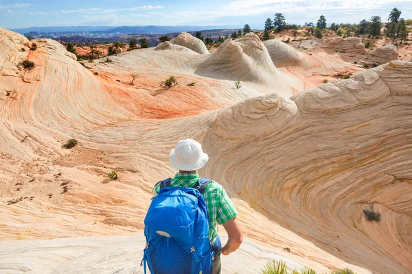 Wanderung Den Bergen Von Utah Wandern Ungewöhnlichen Naturlandschaften Fantastische Formen — Stockfoto