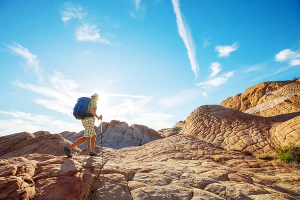 Caminhada Nas Montanhas Utah Caminhadas Paisagens Naturais Incomuns Formas Fantásticas — Fotografia de Stock