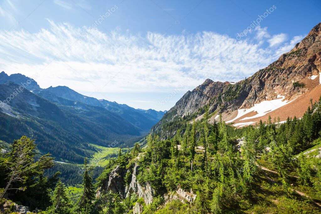 Beautiful mountain peak in  North Cascade Range, Washington,  USA