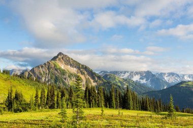 North Cascade Range, Washington, ABD 'deki güzel dağ zirvesi.