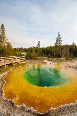 Renkli Sabah Havuzu - Yellowstone Ulusal Parkı 'nda ünlü kaplıca, Wyoming, ABD