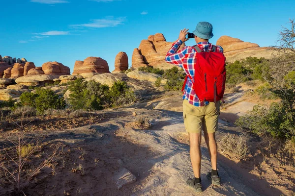 Wanderung Den Bergen Von Utah Wandern Ungewöhnlichen Naturlandschaften Fantastische Formen — Stockfoto