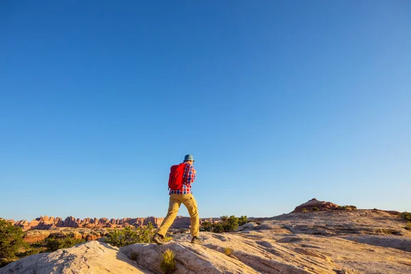 Wanderung Den Bergen Von Utah Wandern Ungewöhnlichen Naturlandschaften Fantastische Formen — Stockfoto