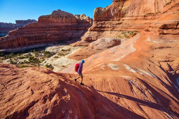 Caminhada Nas Montanhas Utah Caminhadas Paisagens Naturais Incomuns Formas Fantásticas — Fotografia de Stock