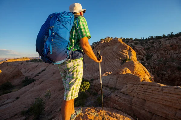 Caminhada Nas Montanhas Utah Caminhadas Paisagens Naturais Incomuns Formas Fantásticas — Fotografia de Stock