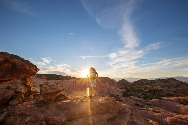 Caminhada Nas Montanhas Utah Caminhadas Paisagens Naturais Incomuns Formas Fantásticas — Fotografia de Stock