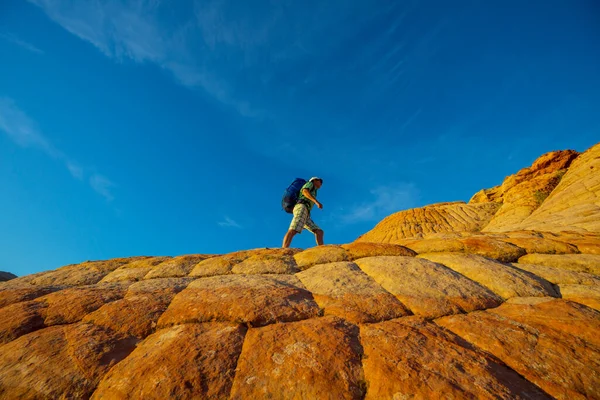 Caminata Las Montañas Utah Senderismo Paisajes Naturales Inusuales Formas Fantásticas — Foto de Stock