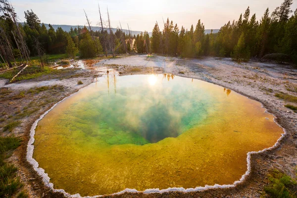 Colorida Piscina Morning Glory Famosa Fuente Termal Parque Nacional Yellowstone —  Fotos de Stock