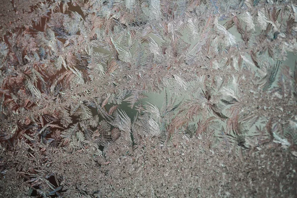 Замерзшее Окно Кристаллы Замороженном Окне Рождественский Фон — стоковое фото