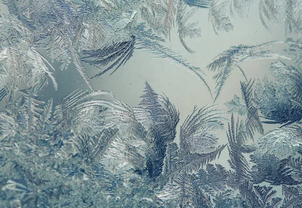 Frozen Window Crystals Frozen Window Christmas Background — Stock Photo, Image