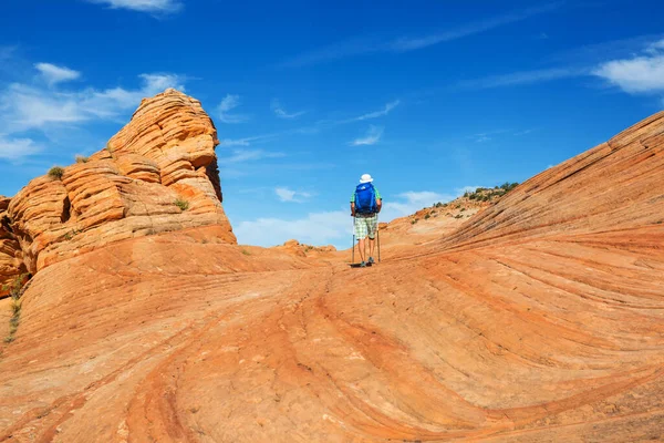 Caminhada Nas Montanhas Utah Caminhadas Paisagens Naturais Incomuns Formas Fantásticas — Fotografia de Stock