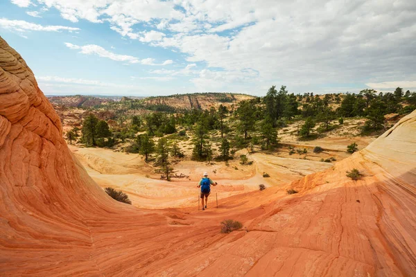 Caminhada Nas Montanhas Utah Caminhadas Paisagens Naturais Incomuns Formas Fantásticas — Fotografia de Stock