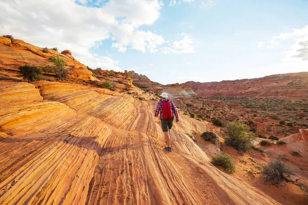 Caminhada Nas Montanhas Utah Caminhadas Paisagens Naturais Incomuns Formas Fantásticas — Fotografia de Stock