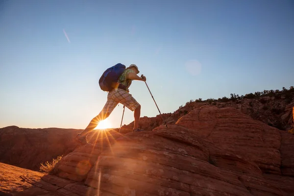 Caminata Las Montañas Utah Senderismo Paisajes Naturales Inusuales Formas Fantásticas — Foto de Stock