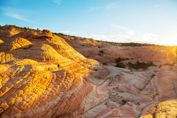 Caminhada Nas Montanhas Utah Caminhadas Paisagens Naturais Incomuns Formas Fantásticas — Fotografia de Stock