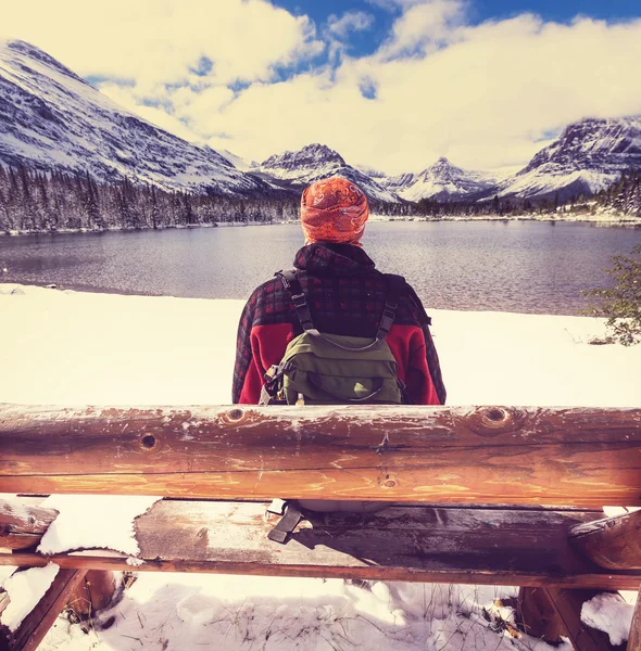 Man on  lake — Stock Photo, Image