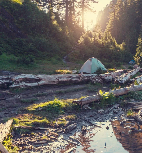 Tent in mountains — Stock Photo, Image