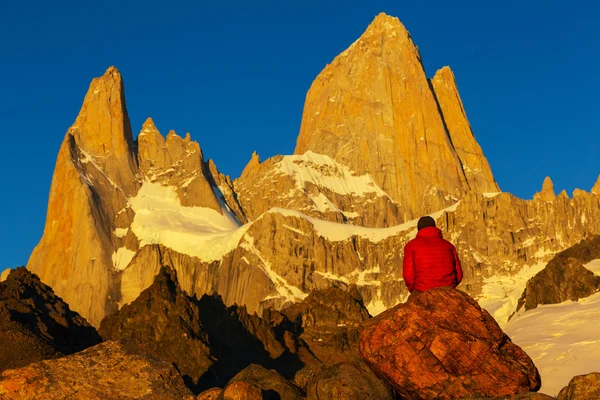 Hiker at Fitz Roy — Stock Photo, Image