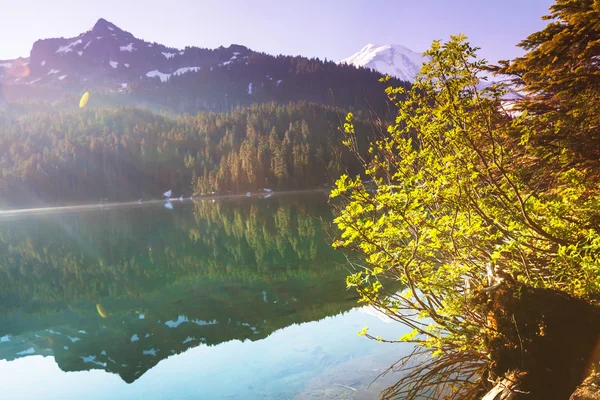 Lago em montanhas rochosas — Fotografia de Stock