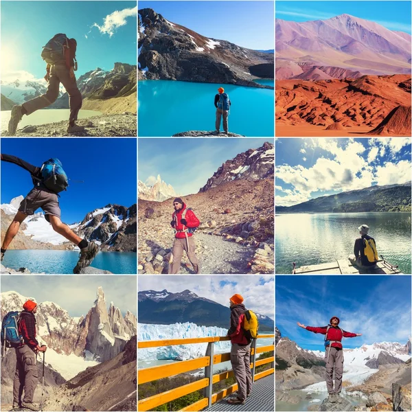 Hike in Patagonia collage. — Stock Photo, Image