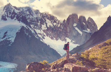 Man Hiker  in Patagonia clipart