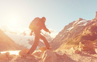 Patagonya'adam uzun yürüyüşe çıkan kimse