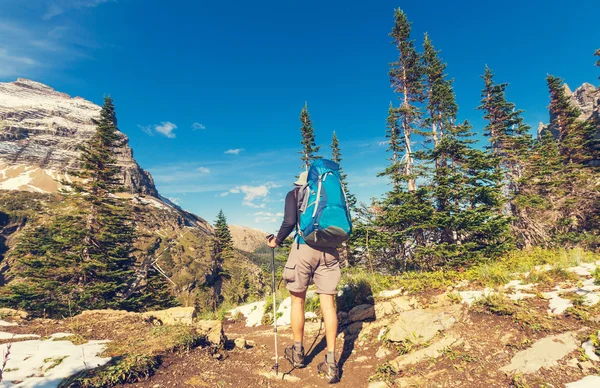 Man Hiker in Glacier — Stock Photo, Image