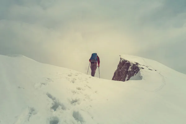 Man hiking on Olympus — Stock Photo, Image