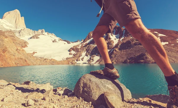 Adam Patagonya'da Hiking — Stok fotoğraf