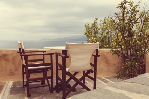 Krásný resort terasa, Řecko — Stock fotografie