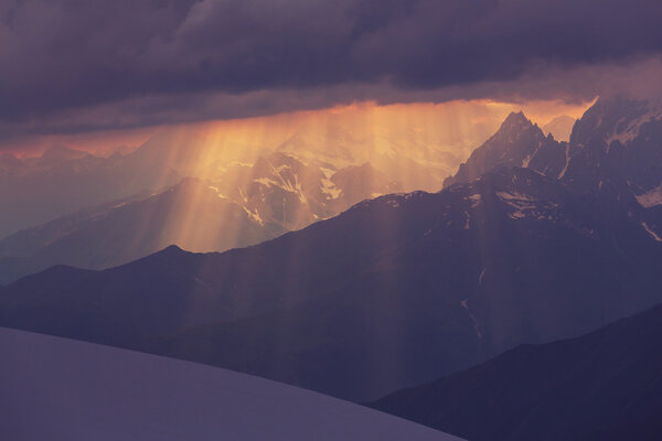 sunny Caucasus mountains