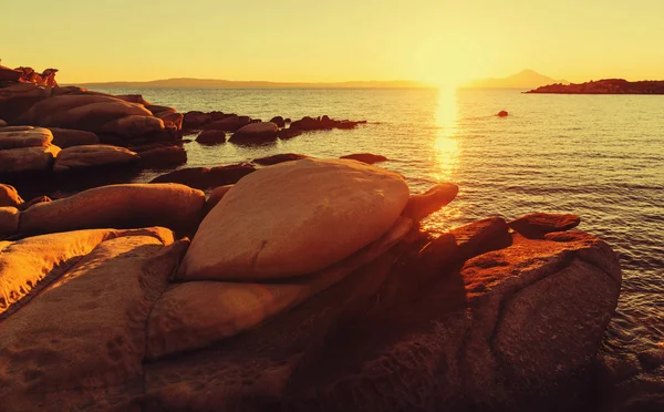 Sunset on Greece coast — Stock Photo, Image