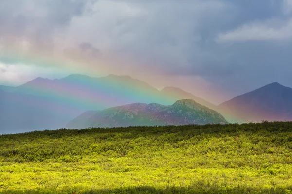 Regenbogen über den Bergen — Stockfoto