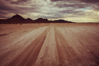 road in Bonneville salt desert clipart