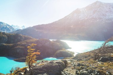 Arjantin, Güney Amerika 'daki Perito Moreno Ulusal Parkı' nda fantastik dağ manzaraları.