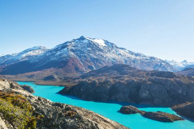 Arjantin, Güney Amerika 'daki Perito Moreno Ulusal Parkı' nda fantastik dağ manzaraları.