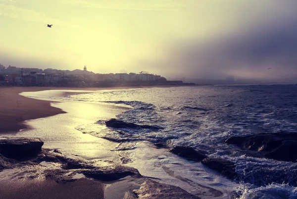 Portugal kust met golven — Stockfoto