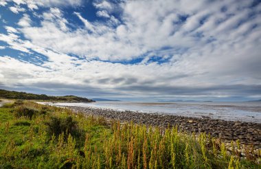 Dünyanın sonu. Beagle çevresindeki güzel doğal manzara. Ushuaia, Arjantin 'deki ses.